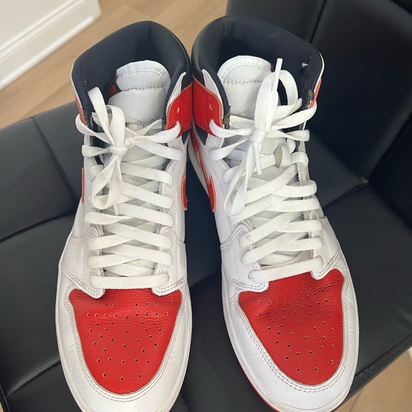 Nike Red and White High-Top Air 1 Jordan’s